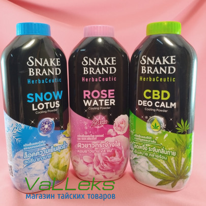 Охлаждающий дезодорирующий тальк для лица и тела Snake Brand, 250гр
